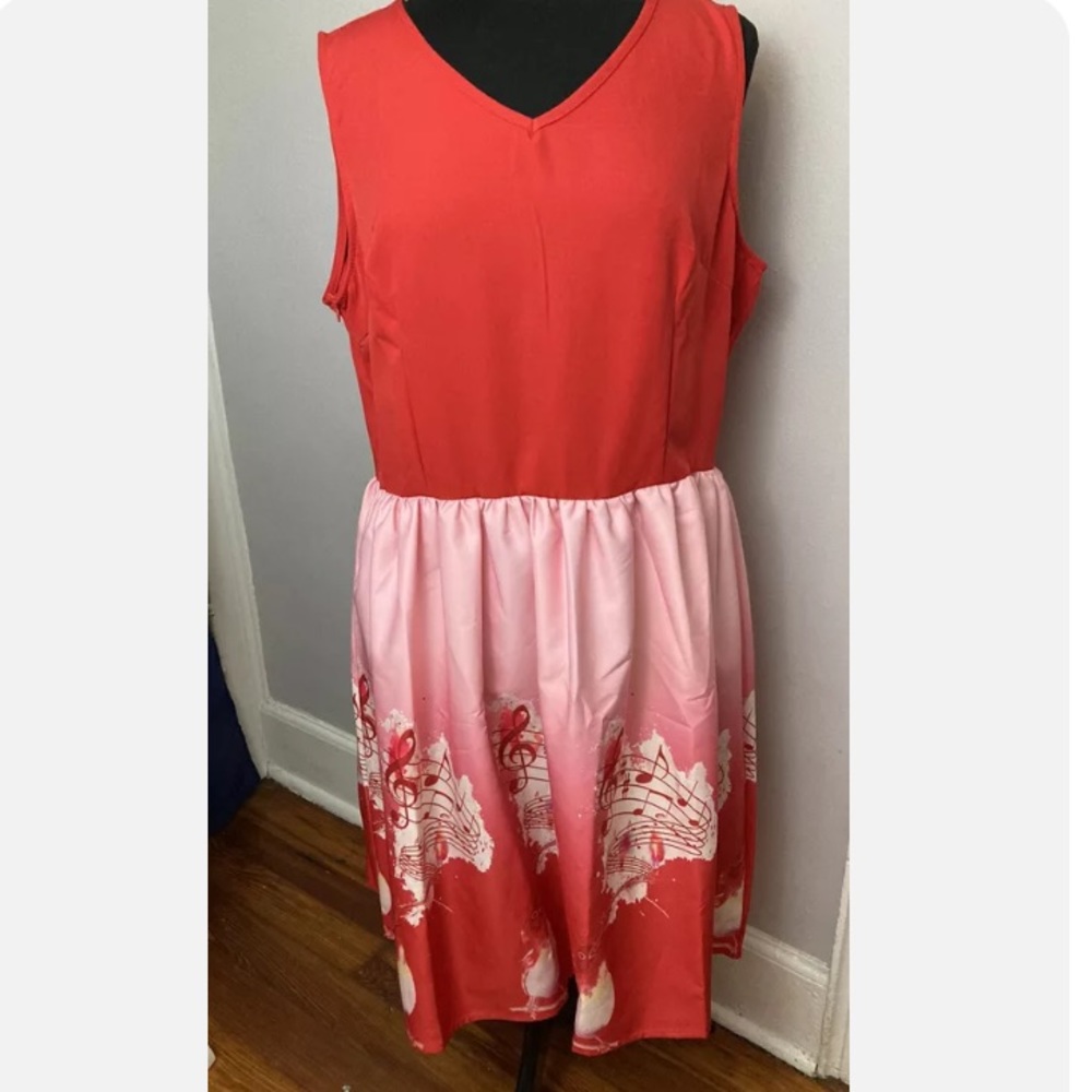8-2 red plus size dress music notes singer 3x 4x NWT novelty fun unique